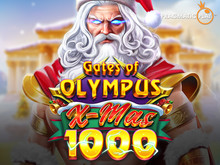 Podgląd gry Gates of Olympus Xmas 1000 z motywem świątecznym i Zeusem