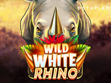 Podgląd gry Wild White Rhino z wizerunkiem białego nosorożca i afrykańskiej sawanny